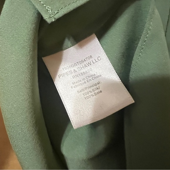 Veronica Beard | NWT Tristen Blouse Sage Silk Mock Neck Tie Back Top Size 6 - Picture 12 of 13